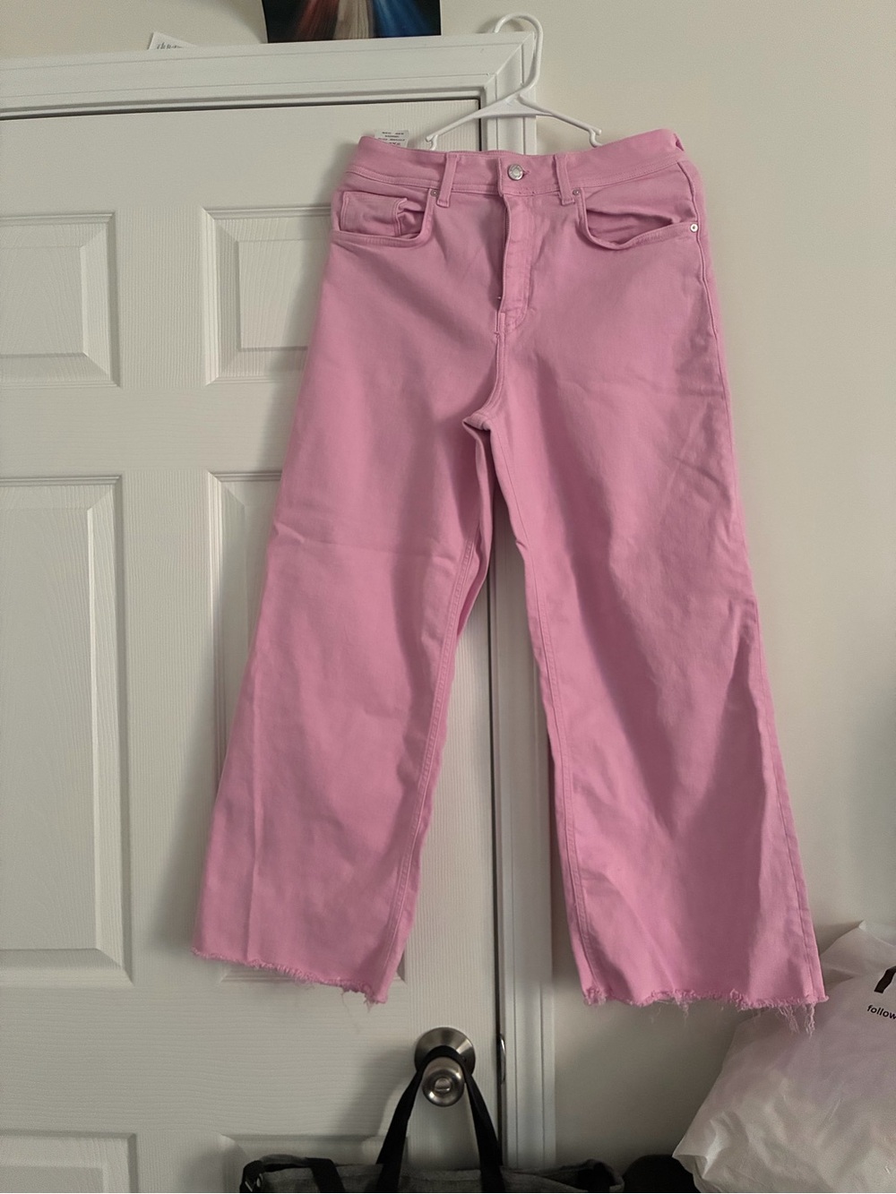 Mavi Pink Wide-Leg Jeans with Raw Hem